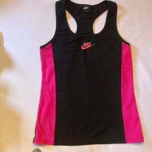 Nike Women's Black and Pink Tank Top Size L